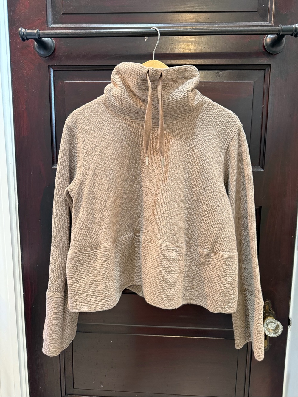 Lululemon Funnel-Neck Textured Pullover in Taupe